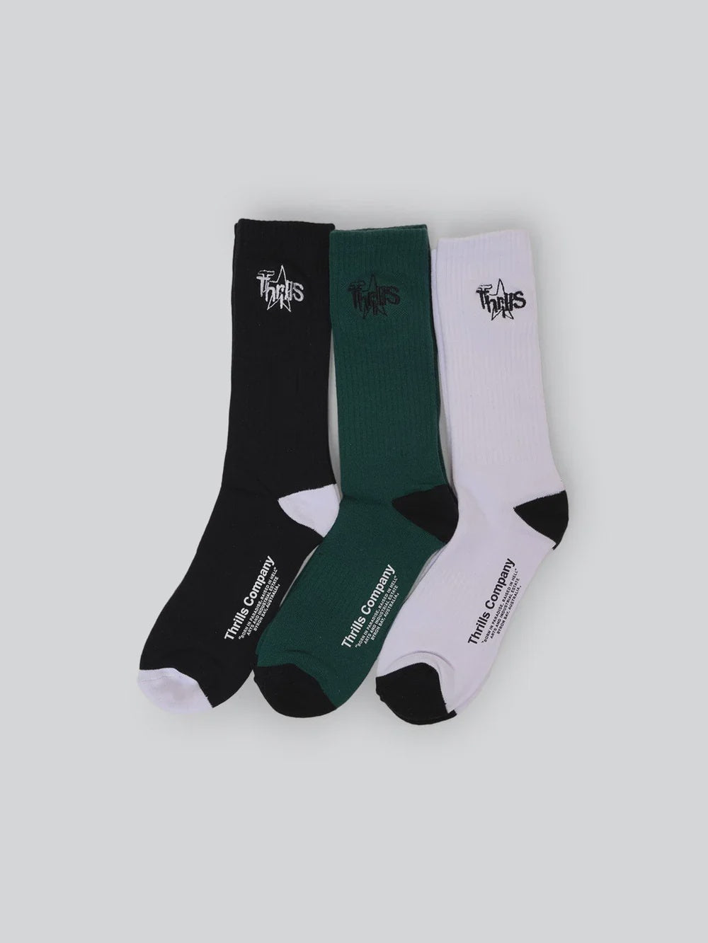 Thrills Web Of Deceit 3 Pack Sock - Black