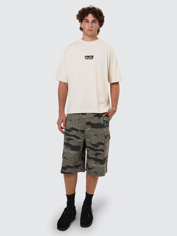 Thrills Cheap Thrills Embro Box Fit Oversize Cropped Tee - Unbleached