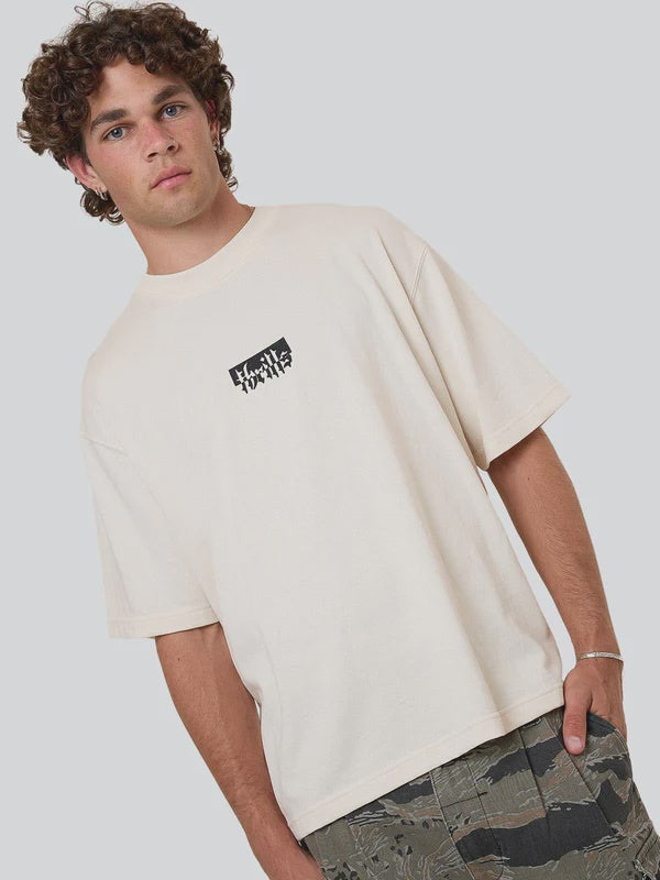 Thrills Cheap Thrills Embro Box Fit Oversize Cropped Tee - Unbleached