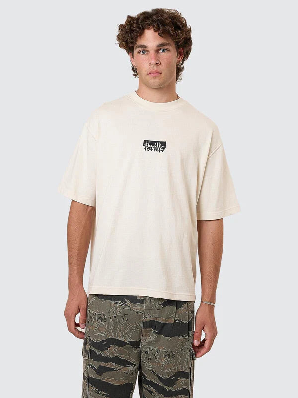 Thrills Cheap Thrills Embro Box Fit Oversize Cropped Tee - Unbleached