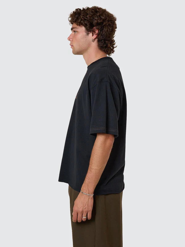 Thrills Metamorphic Daze Box Fit Oversize Cropped Raw Hem Tee - Washed Black