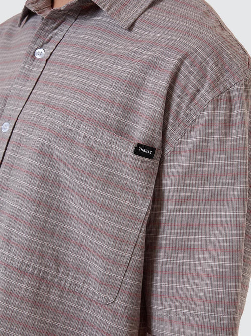 Thrills Minimal Thrills Stripe Check Short Sleeve Shirt - Smog