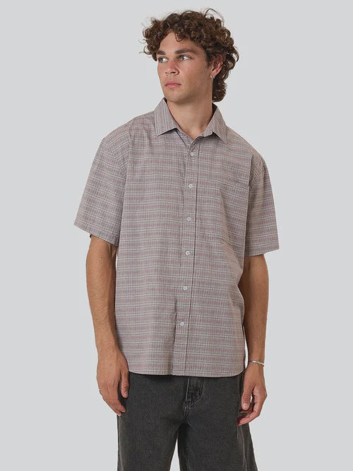 Thrills Minimal Thrills Stripe Check Short Sleeve Shirt - Smog