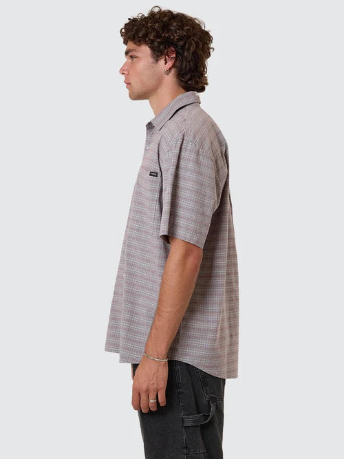 Thrills Minimal Thrills Stripe Check Short Sleeve Shirt - Smog