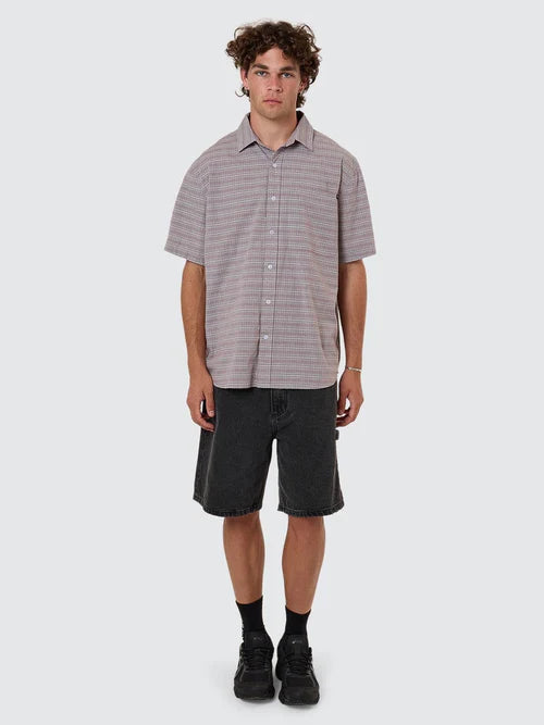 Thrills Minimal Thrills Stripe Check Short Sleeve Shirt - Smog