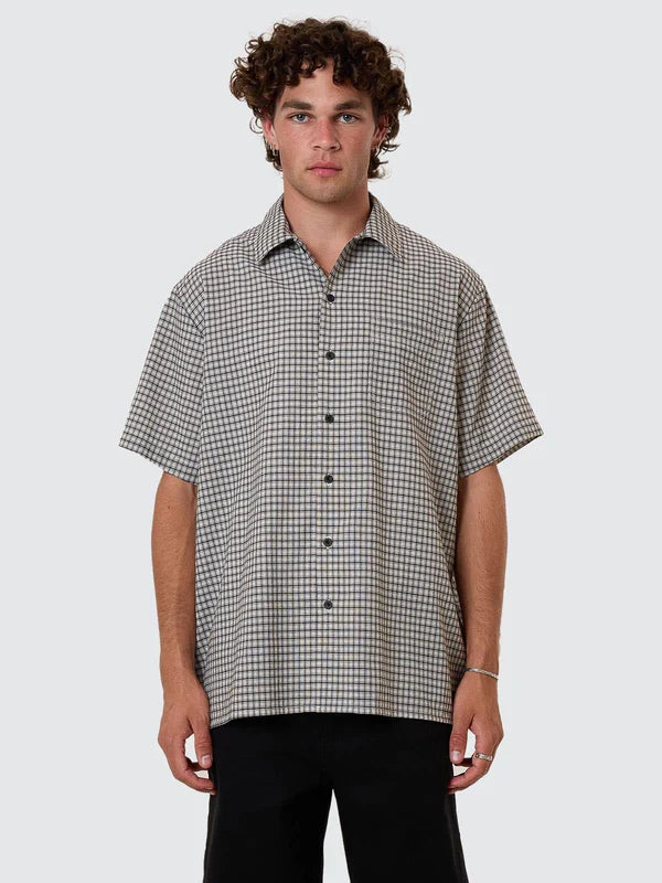 Thrills Union Short Sleeve Check Shirt - Light Stone
