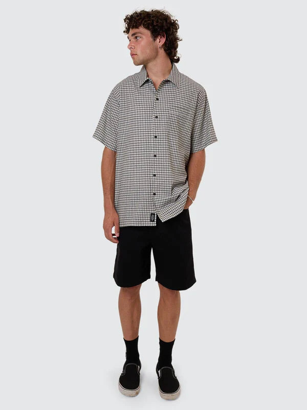 Thrills Union Short Sleeve Check Shirt - Light Stone