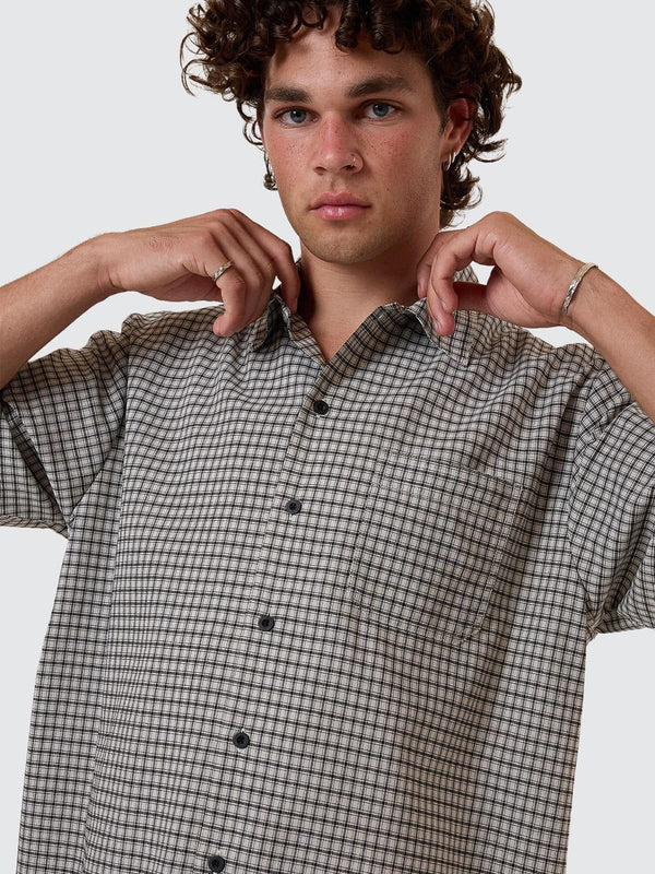 Thrills Union Short Sleeve Check Shirt - Light Stone