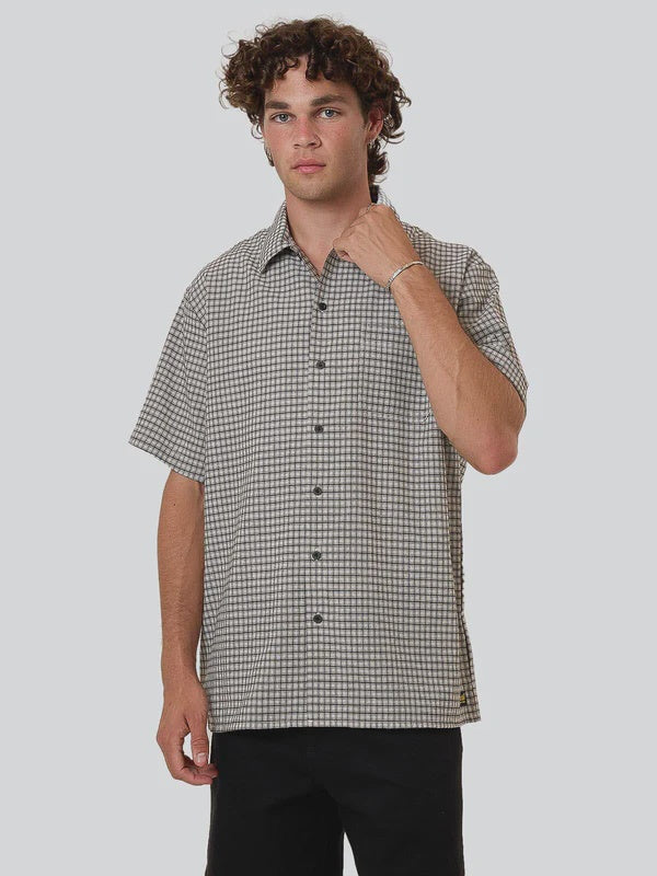 Thrills Union Short Sleeve Check Shirt - Light Stone