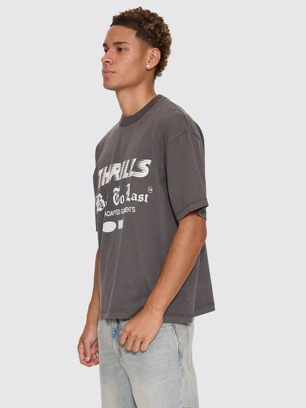 Thrills Built To Last Oversize Box Crop Tee - Merch Black