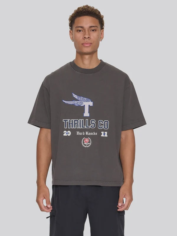 Thrills Hard Knocks Oversize Box Crop Tee - Dark Merch Black
