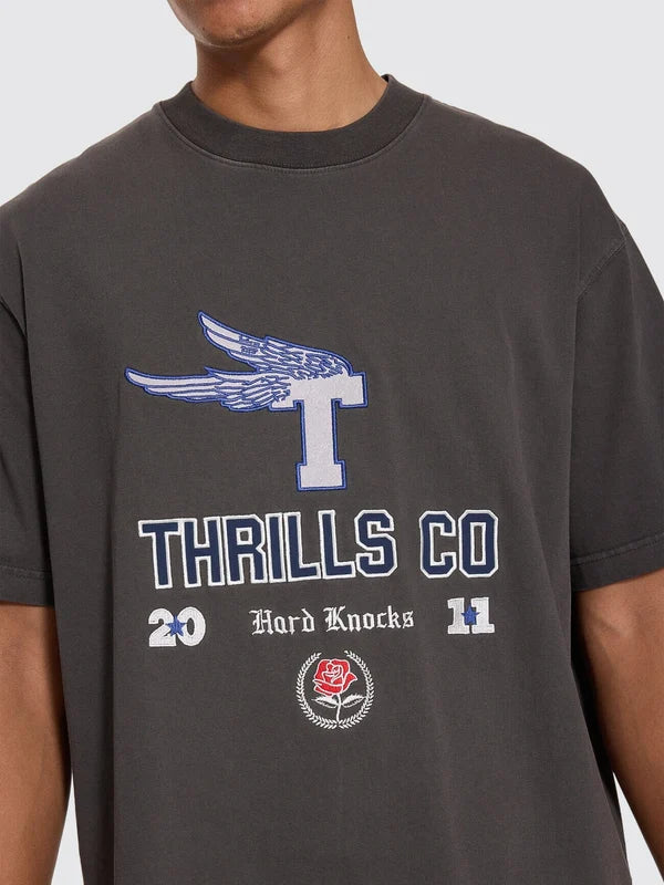 Thrills Hard Knocks Oversize Box Crop Tee - Dark Merch Black