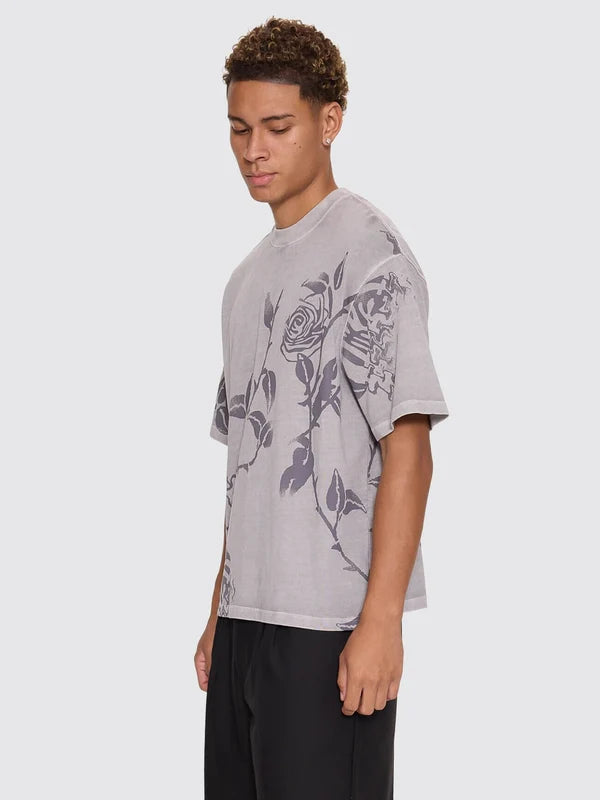 Thrills Time Will Tell Allover Oversize Box Crop Tee - Rose Allover