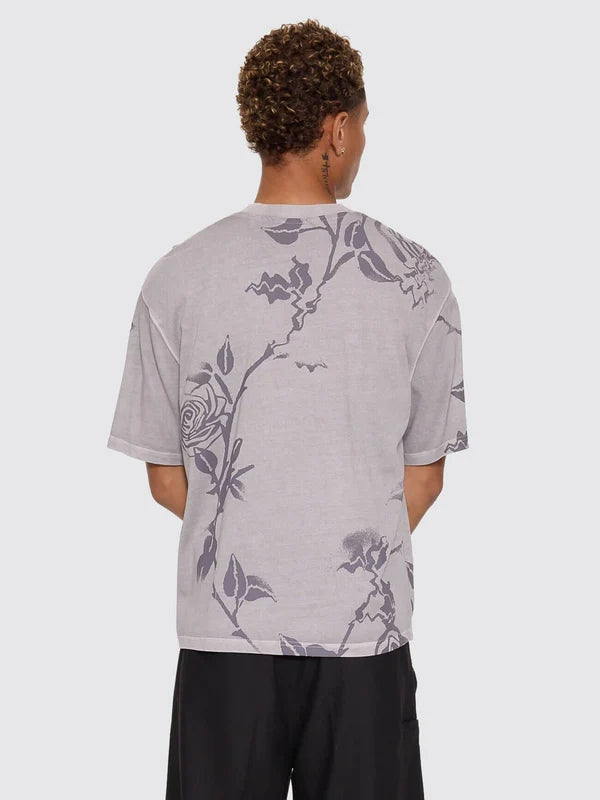 Thrills Time Will Tell Allover Oversize Box Crop Tee - Rose Allover