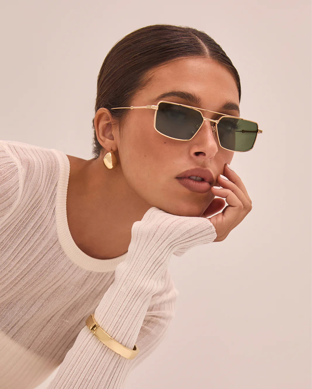 Banbé The Barbara Sunglasses - Light Gold/Green