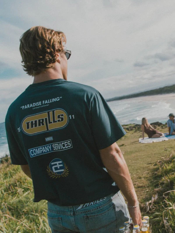 Thrills Paradise Falling Merch Fit Tee - Federal Blue