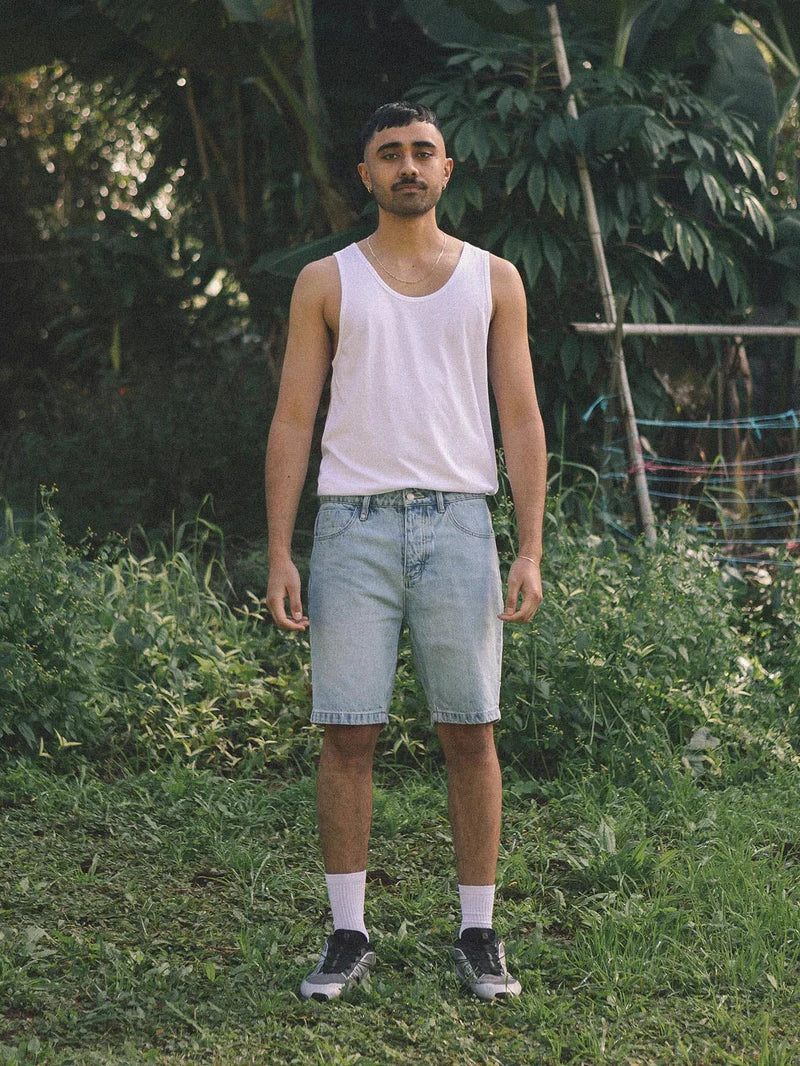 Thrills Chopped Hem Denim Short - Ash Blue