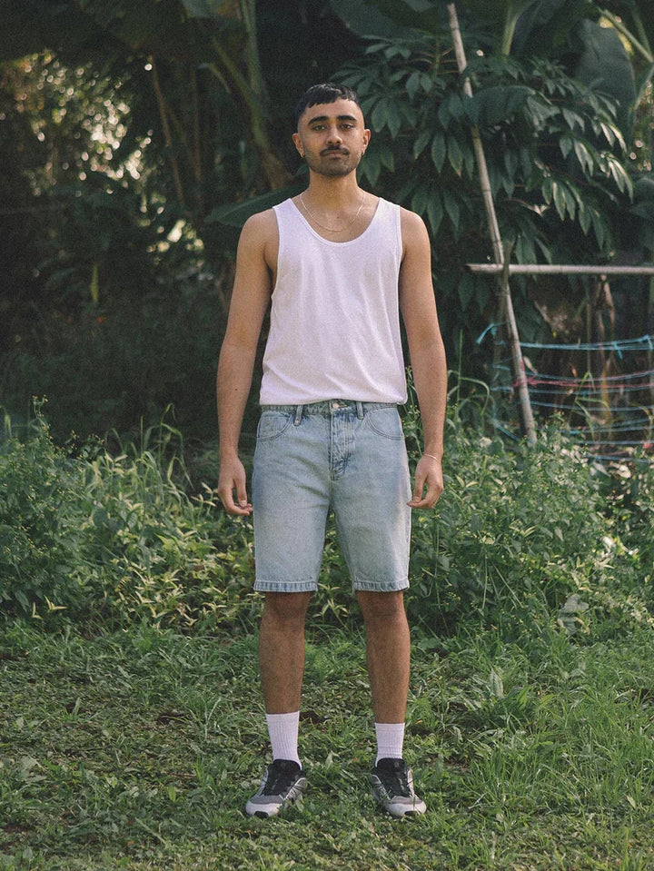 Thrills Chopped Hem Denim Short - Ash Blue