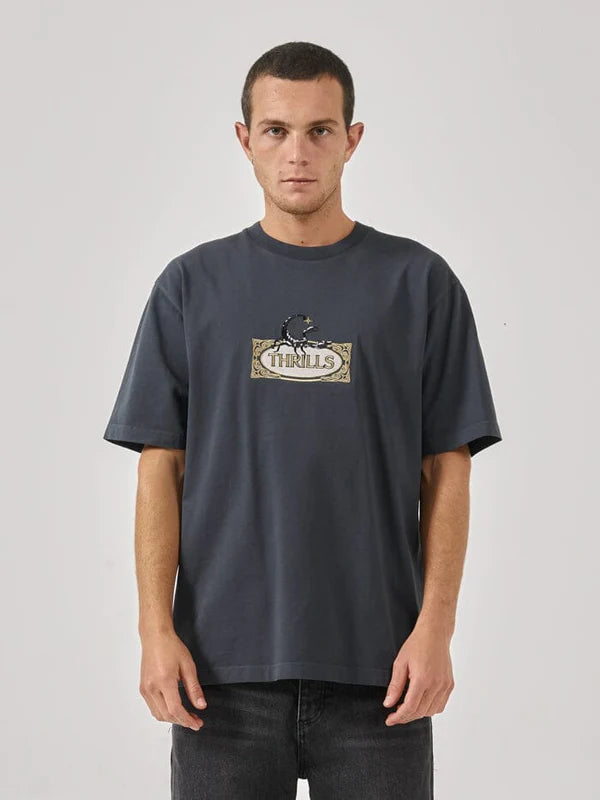 Thrills Rise Above Oversize Fit Tee- Grey Ebony