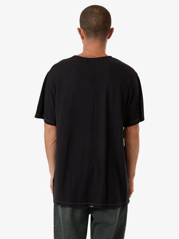 Thrills Hemp Thrills Embro Lightweight Contrast Stitch Merch Fit Tee - Black