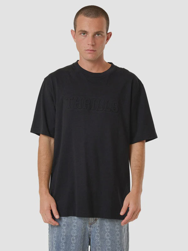 Thrills Roosevelt Emboss Oversize Fit Tee - Black