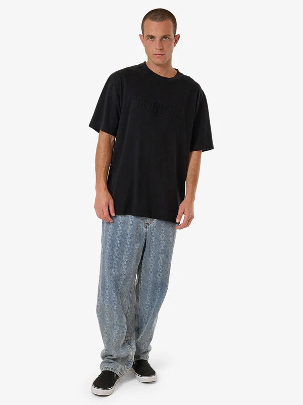 Thrills Roosevelt Emboss Oversize Fit Tee - Black