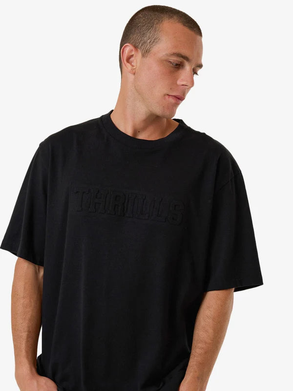 Thrills Roosevelt Emboss Oversize Fit Tee - Black