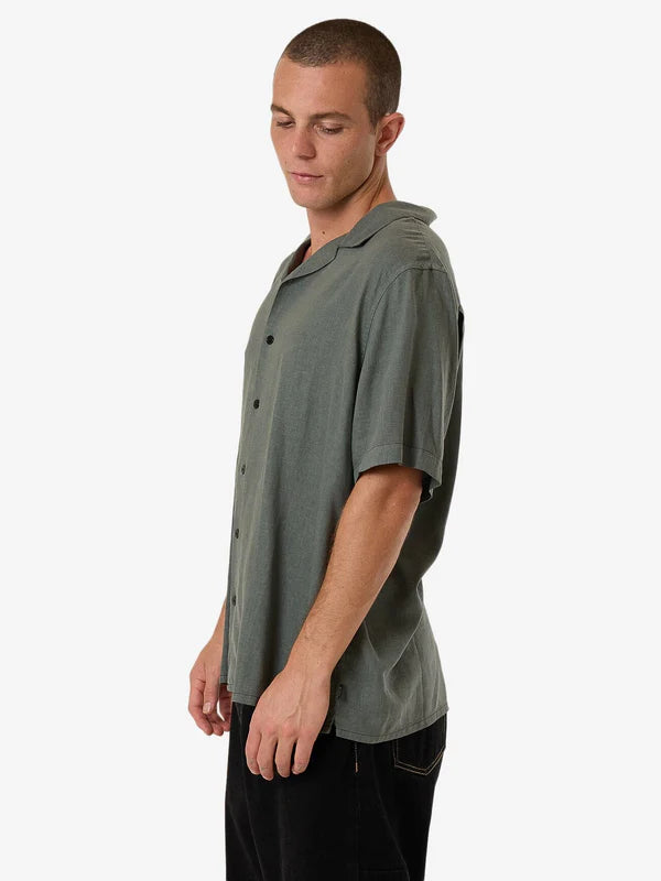 Thrills Hemp Minimal Thrills Contrast Stitch Bowling Shirt - Dark Forest