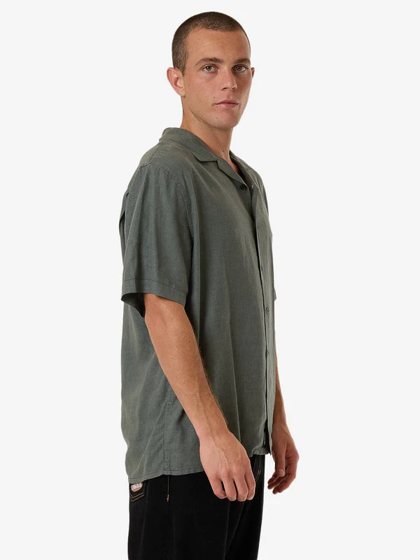 Thrills Hemp Minimal Thrills Contrast Stitch Bowling Shirt - Dark Forest