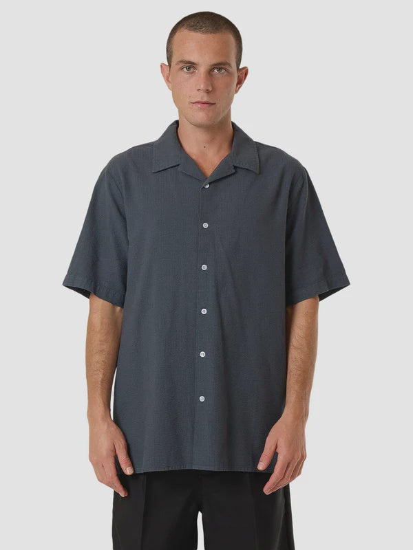 Thrills Minimal Thrills Stripe Bowling Shirt - Dark Slate