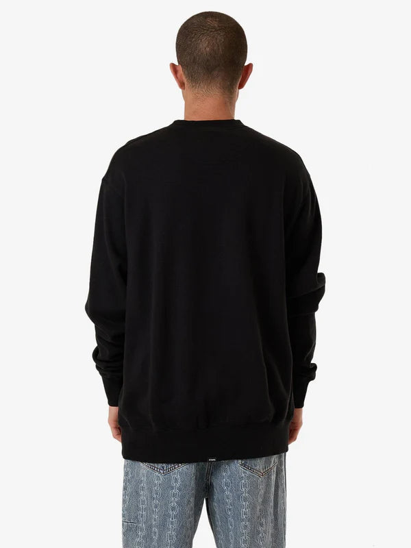 Thrills Roosevelt Emboss Oversize Crew Fleece - Black