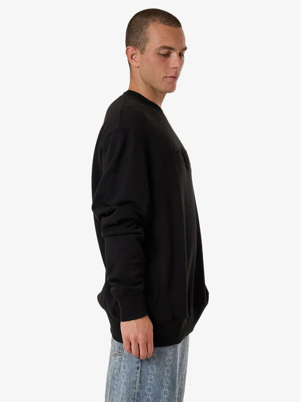 Thrills Roosevelt Emboss Oversize Crew Fleece - Black