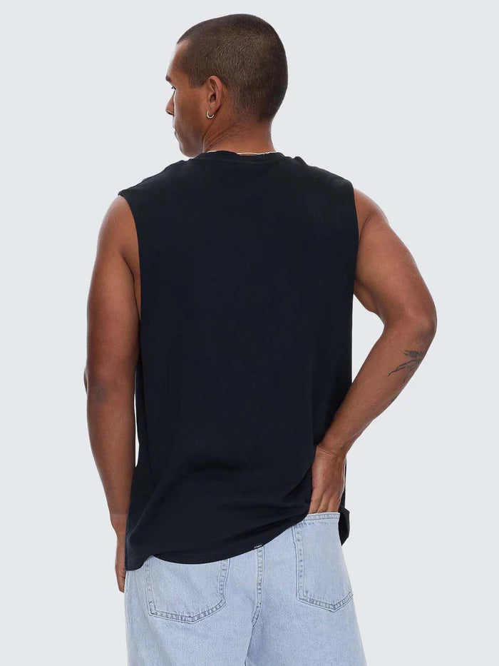 Thrills Calm State Embro Box Fit Oversize Cropped Muscle Tee-Washed Black