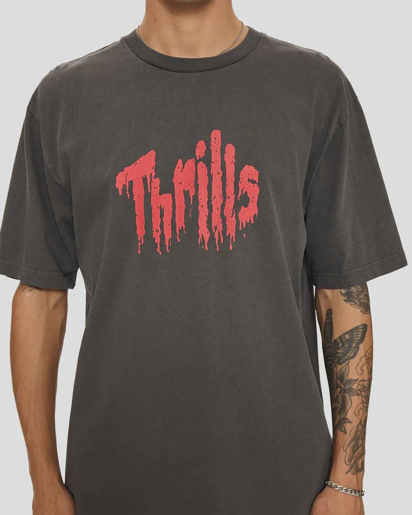 Thrills Once Bitten Twice Shy Oversize Fit Tee-Merch Black
