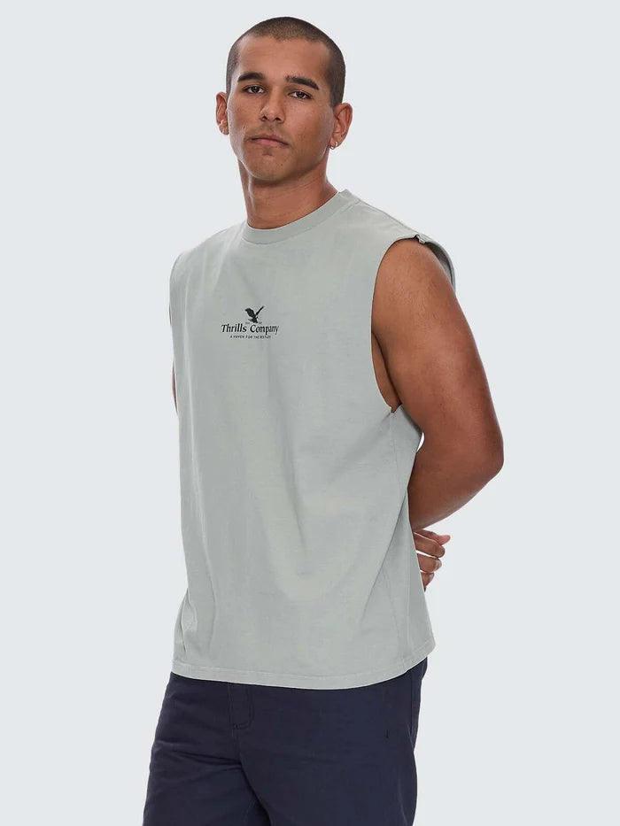 Thrills A Haven For The Restless Muscle Tee-Dirty Sage