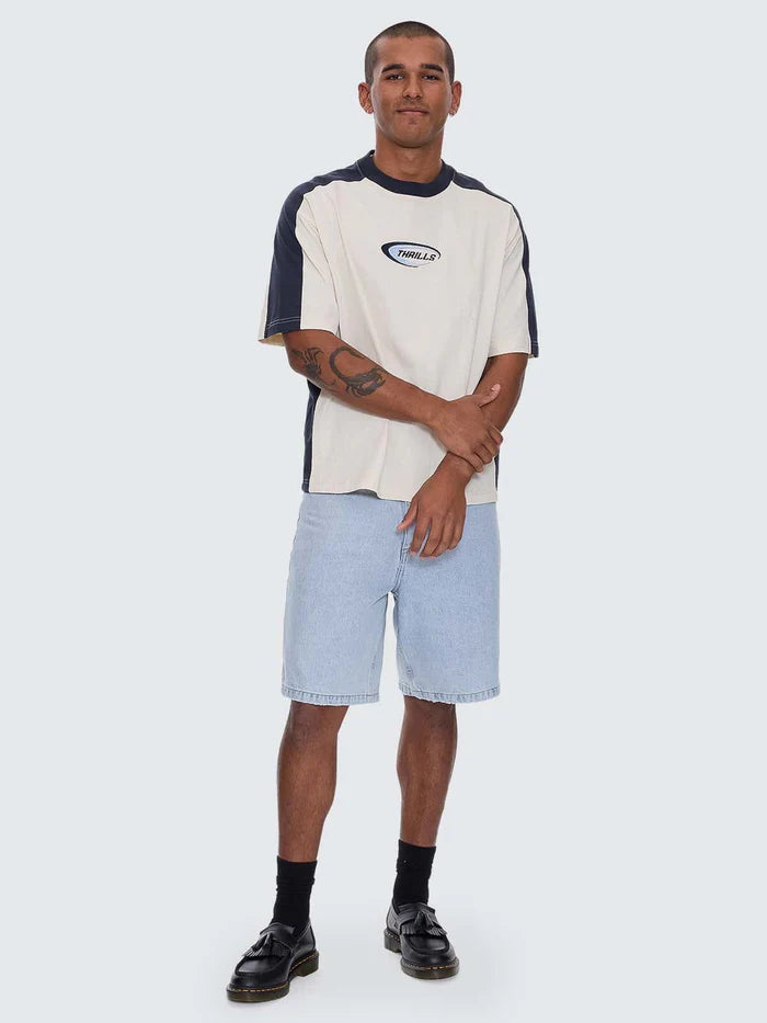 Thrills Fusion Panel Box Fit Oversize Cropped Tee-Heritage White