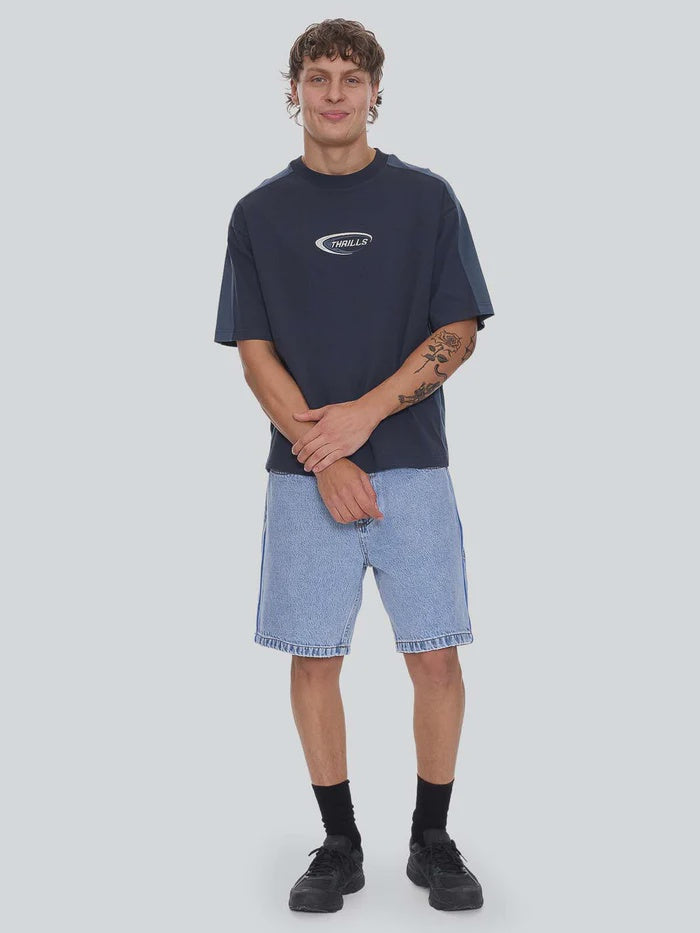 Thrills Fusion Panel Box Fit Oversize Cropped Tee-Total Eclipse