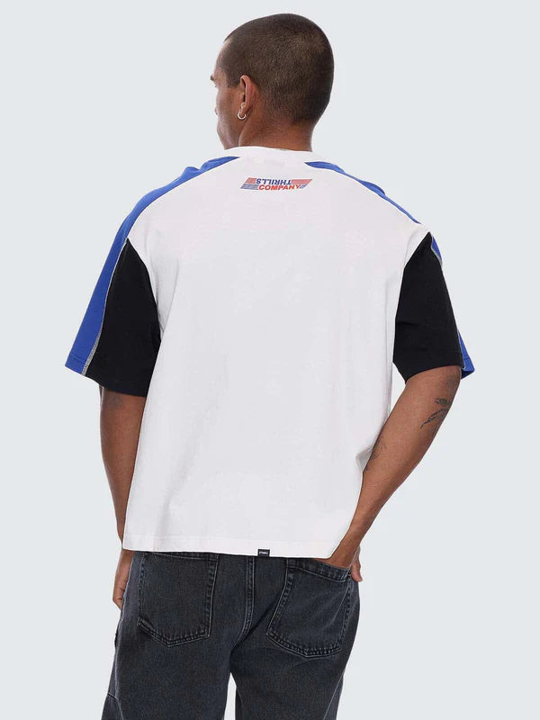 Thrills Rapid Fire Panel Box Fit Oversize Cropped Tee-Dirty White