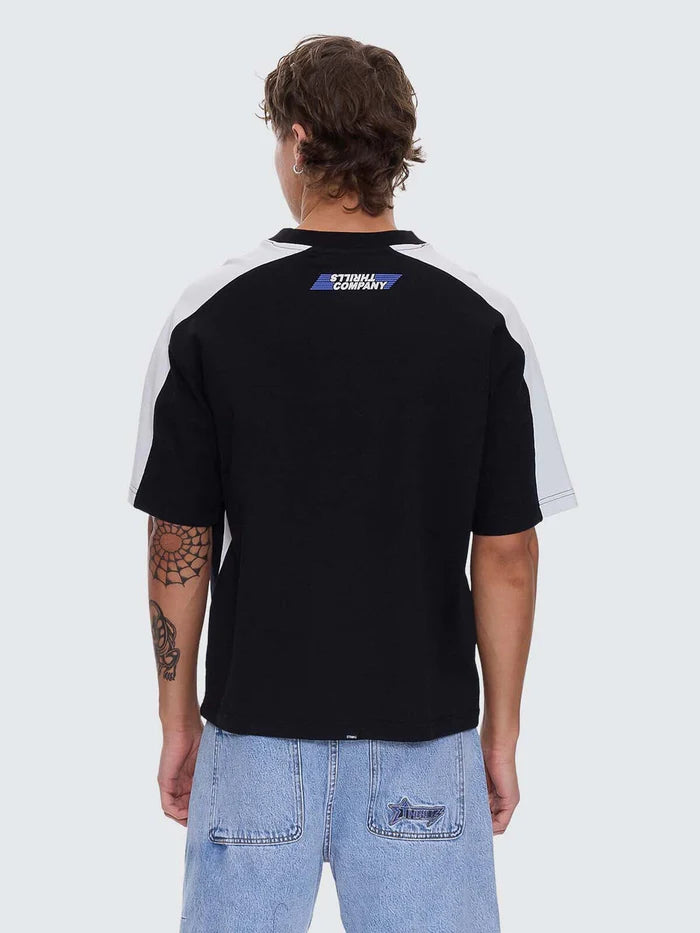 Thrills Rapid Fire Panel Box Fit Oversize Cropped Tee-Black