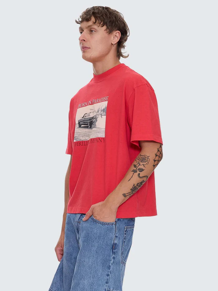 Thrills Metal And Dust Box Fit Oversize Cropped Tee-Flame Red