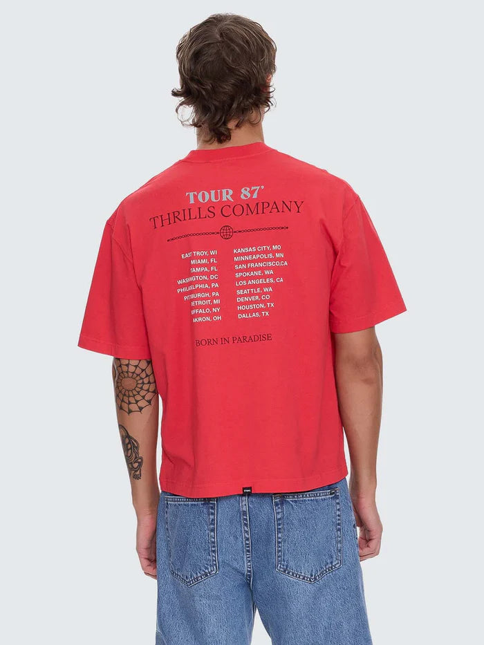 Thrills Metal And Dust Box Fit Oversize Cropped Tee-Flame Red