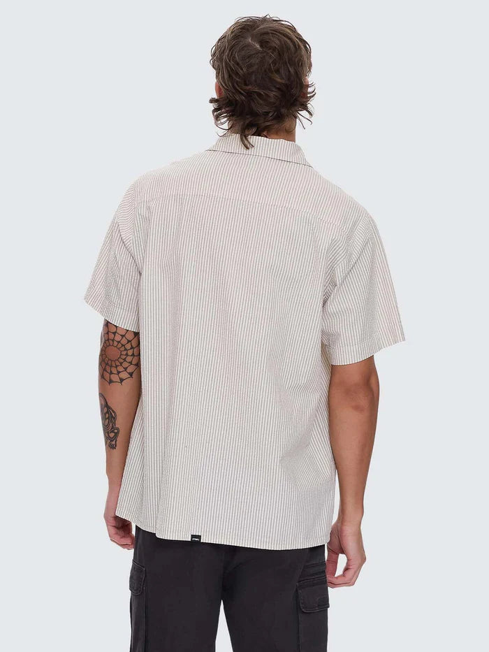Thrills Beauty Around Us Short Sleeve Stripe Work Shirt-Acorn