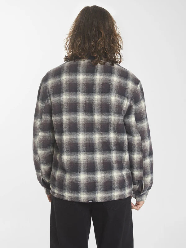 Thrills Barrio Quilt Sherpa Flannel Jacket- Deep Plum