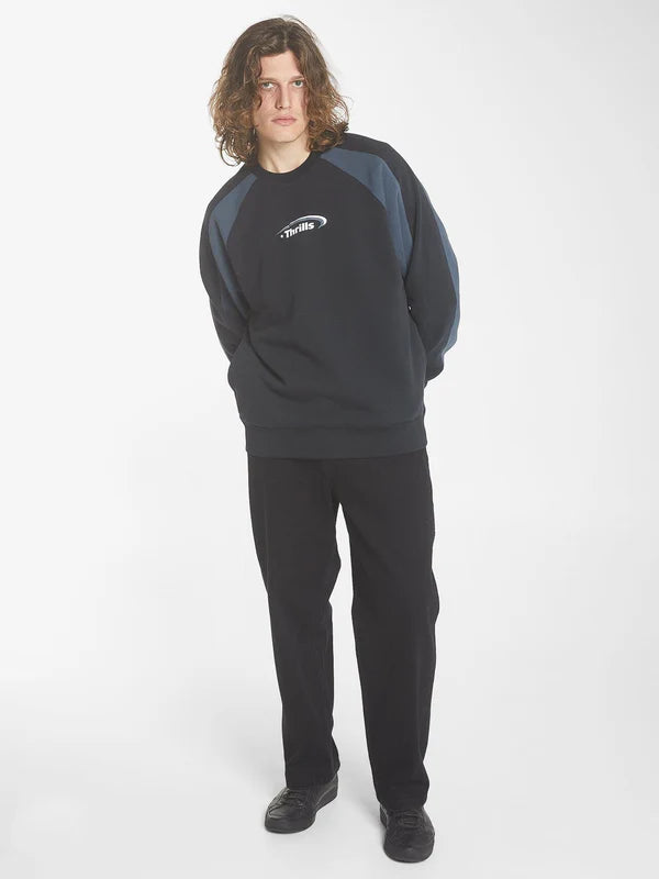 Thrills Sphere Oversize Raglan Crew - Washed Black