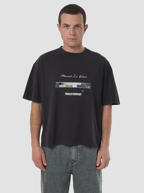 Thrills Adorned In Nature Box Fit Oversize Short Tee - Faded Black