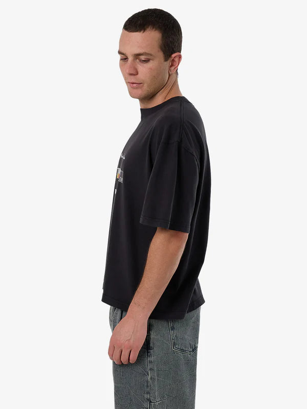 Thrills Adorned In Nature Box Fit Oversize Short Tee - Faded Black