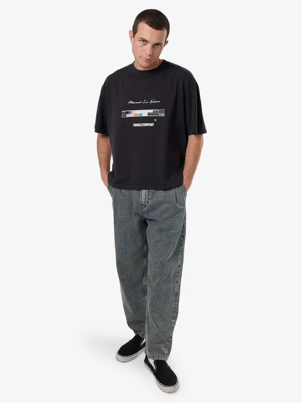 Thrills Adorned In Nature Box Fit Oversize Short Tee - Faded Black