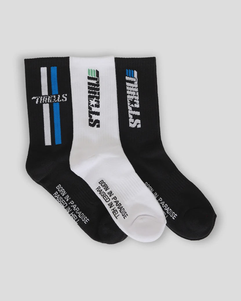 Thrills Split Decisions 3 Pack Socks - White Black Black