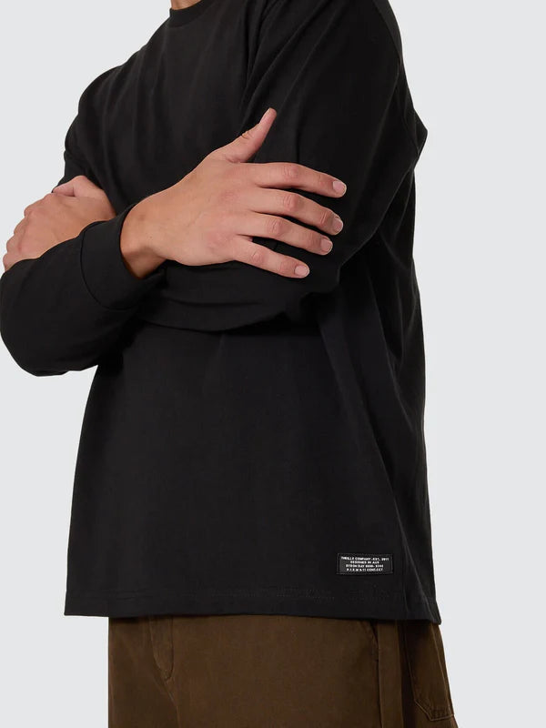 Thrills Military Oversize Long Sleeve Tee - Black