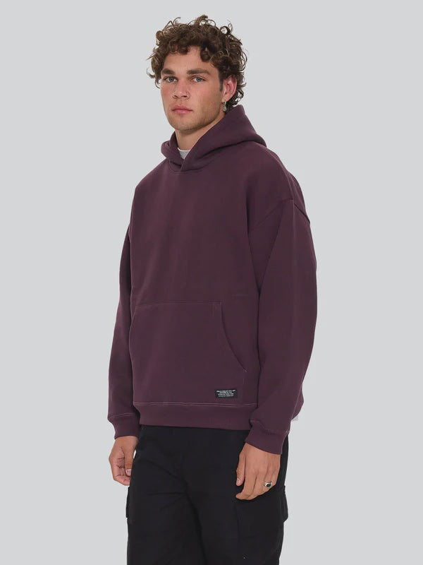 Thrills Military Slouch Pull On Hood - Aubergine